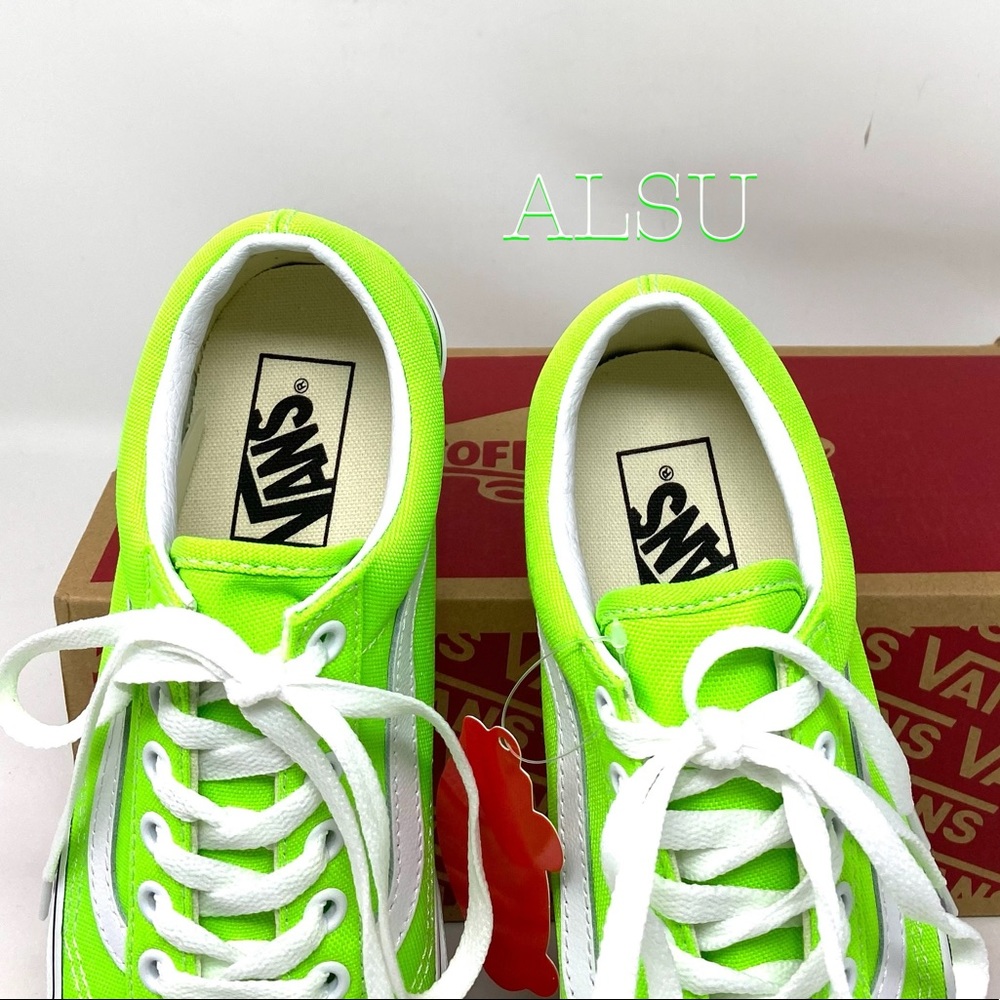 VANS Old Skool Neon Green Casual Canvas Shoes Women Size 6.5 Skate VN0A4U3BWT5 - Picture 8 of 12